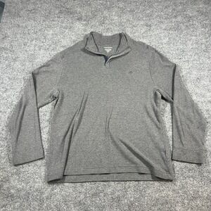 Banana Republic Sweater Mens Extra Large Heathered Gray Cotton Knit Quarter Zip